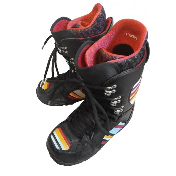 NEW $300 Burton Sabbath Snowboard Boots! Size 6 or 7 Black With Colorful Stripes